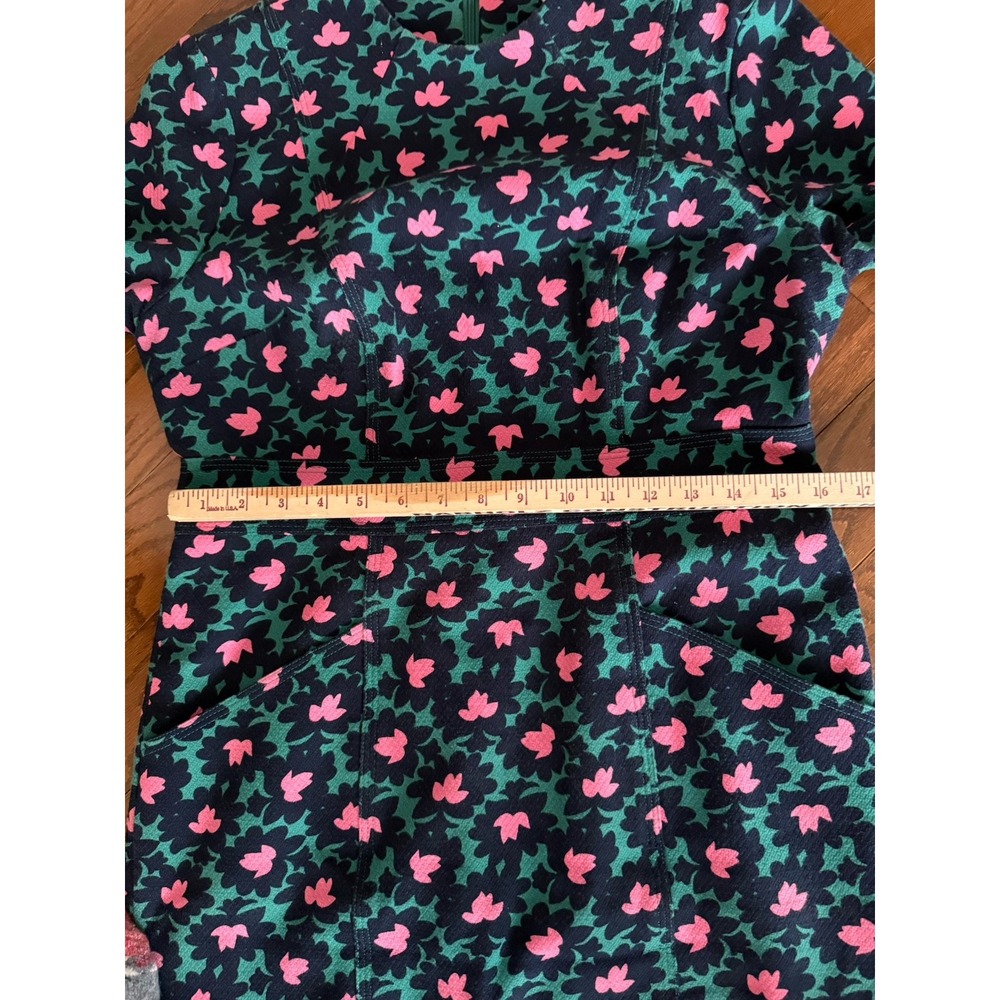 Boden Louise Textured Forest Bloom Midi‎ Sheath Dress Pockets Size 10 Green Pink - Picture 11 of 13
